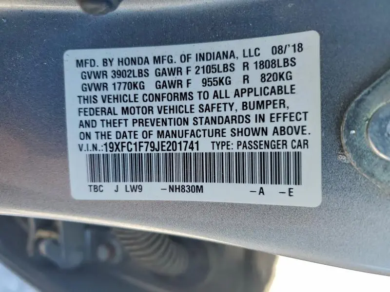 2018 HONDA CIVIC EXL  