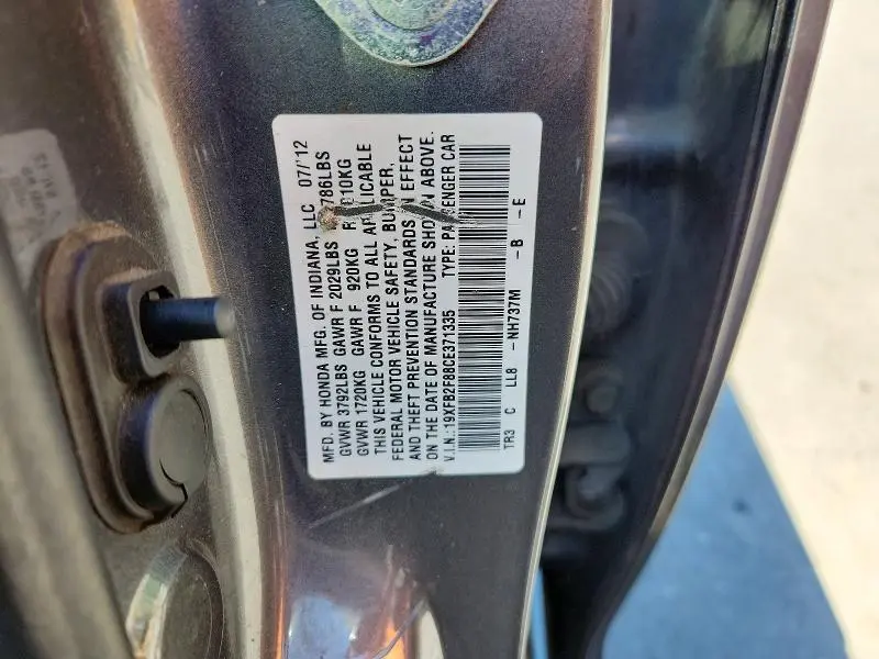 2012 HONDA CIVIC EX  