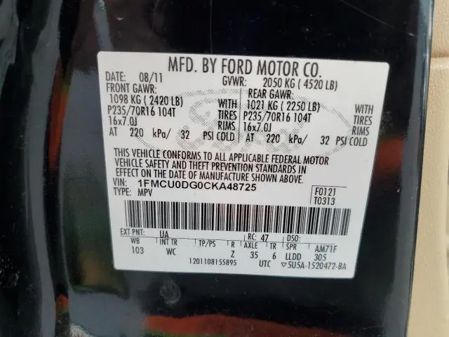 2012 FORD ESCAPE XLT