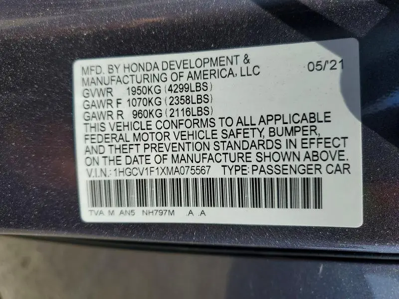 2021 HONDA ACCORD LX  