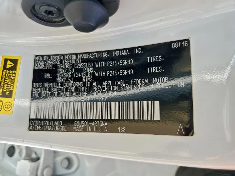 2016 TOYOTA HIGHLANDER LIMITED  