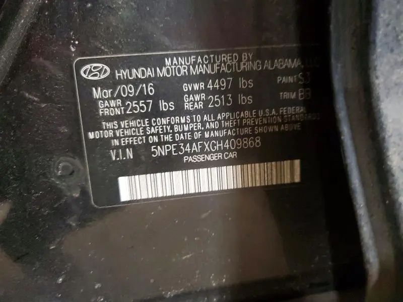 2016 HYUNDAI SONATA LIMITED  