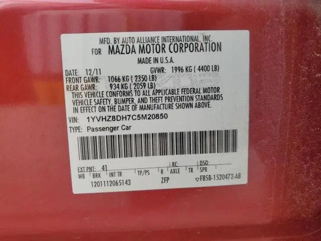 2012 MAZDA 6 I  
