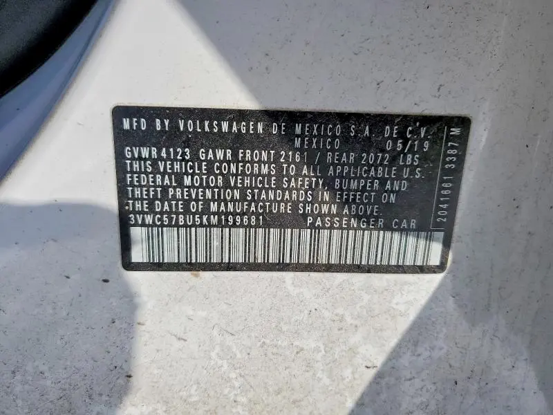 2019 VOLKSWAGEN JETTA S  