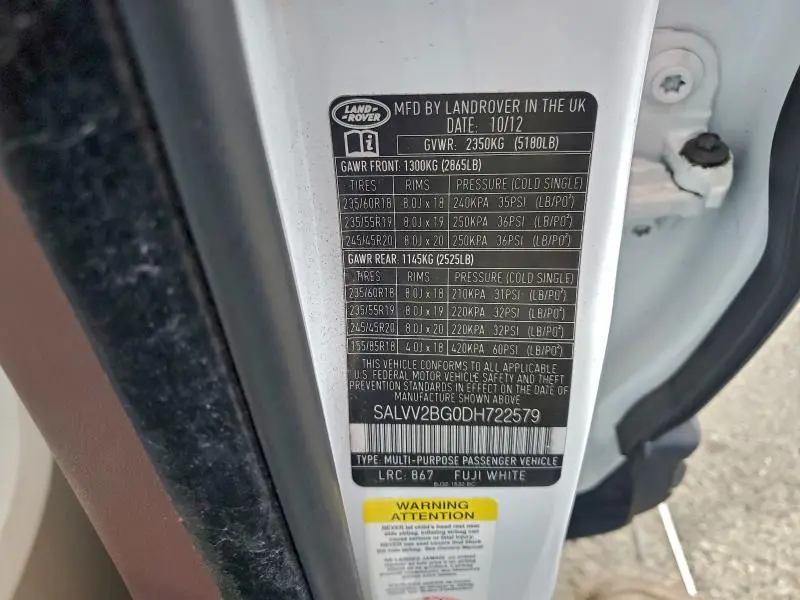 2013 LAND ROVER RANGE ROVER EVOQUE PRESTIGE PREMIUM  