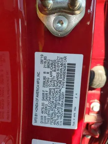 2019 HONDA ACCORD SPORT  