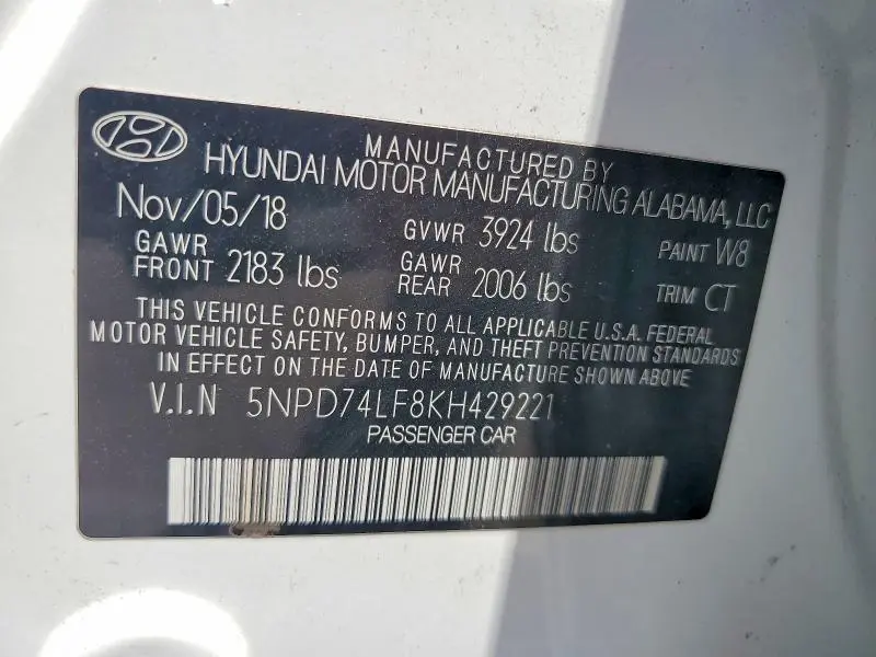 2019 HYUNDAI ELANTRA SE  