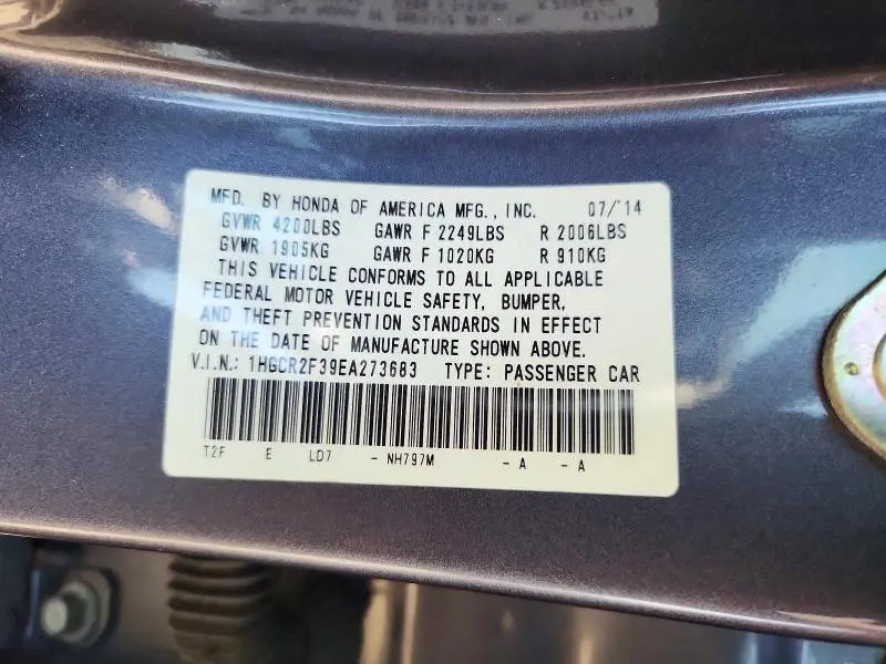 2014 HONDA ACCORD LX  