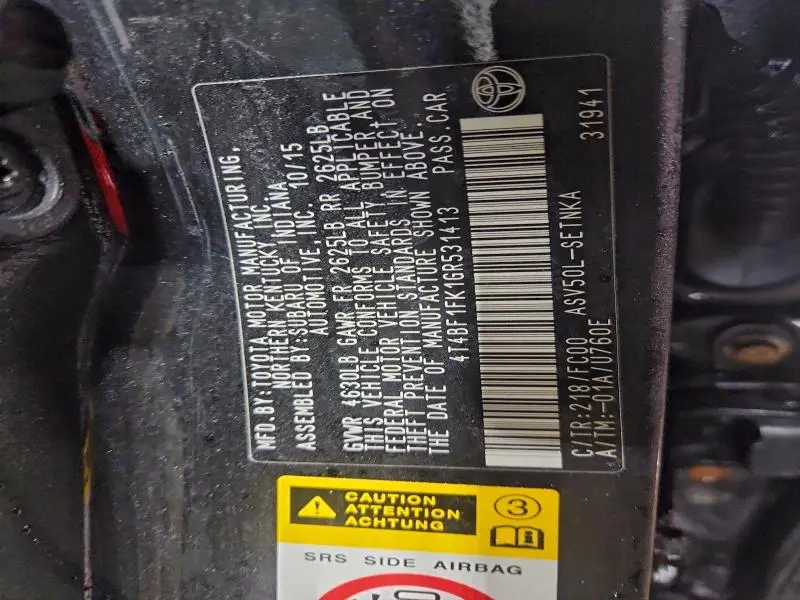 2016 TOYOTA CAMRY LE  