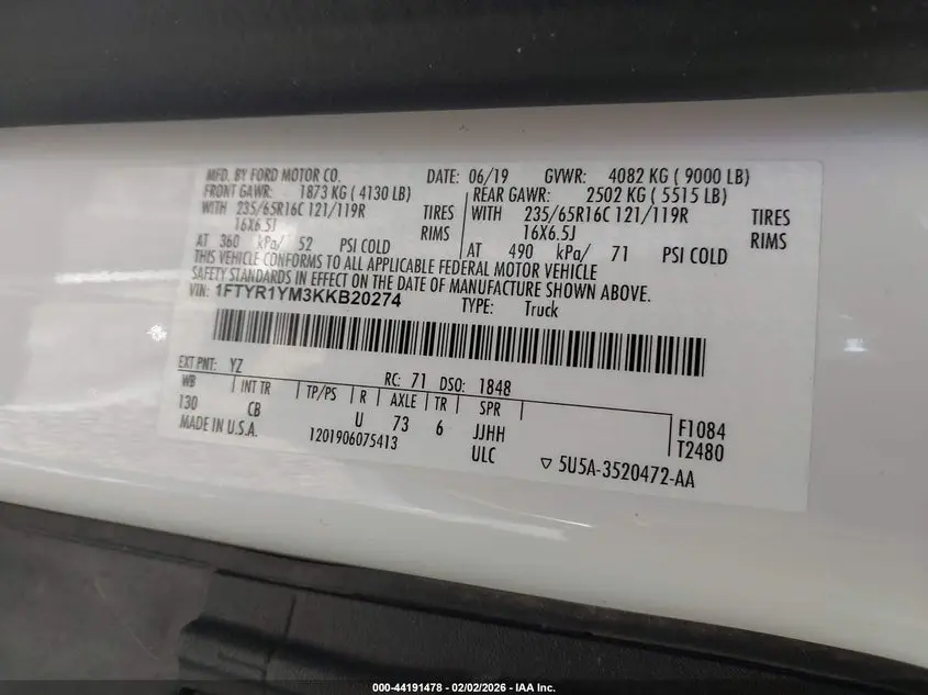 2019 FORD TRANSIT-250  
