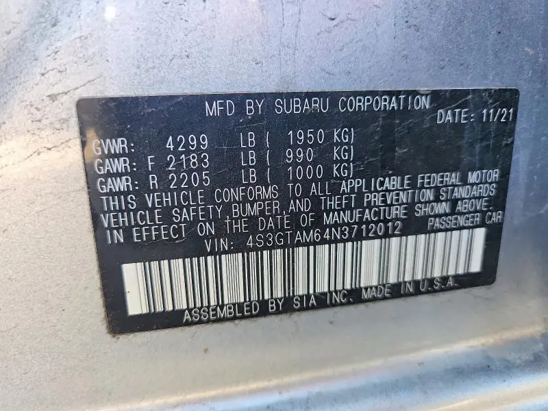 2022 SUBARU IMPREZA SPORT  