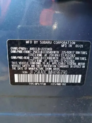 2021 SUBARU FORESTER   