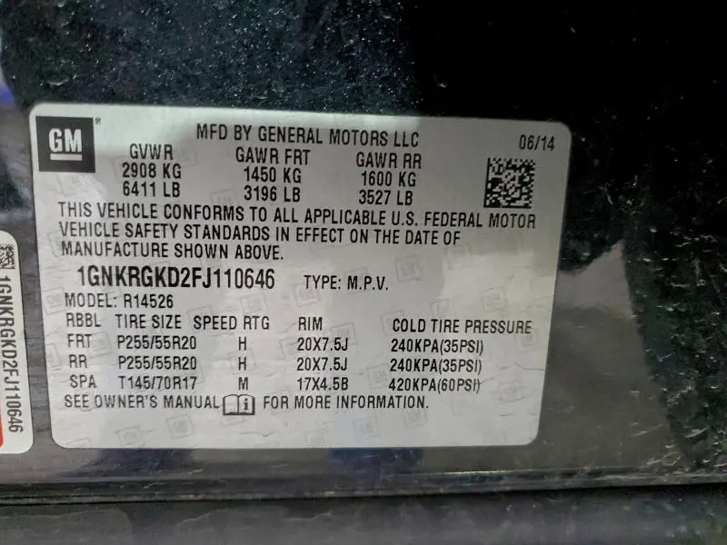 2015 CHEVROLET TRAVERSE LT  