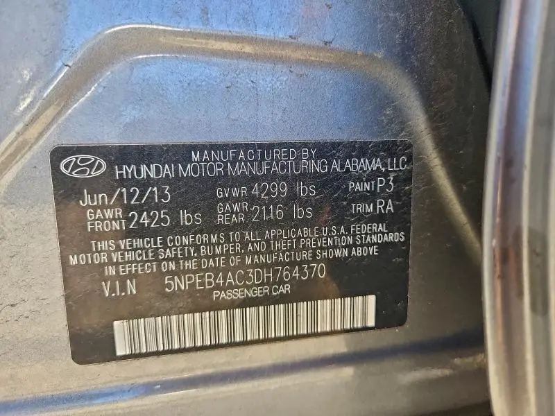 2013 HYUNDAI SONATA GLS  