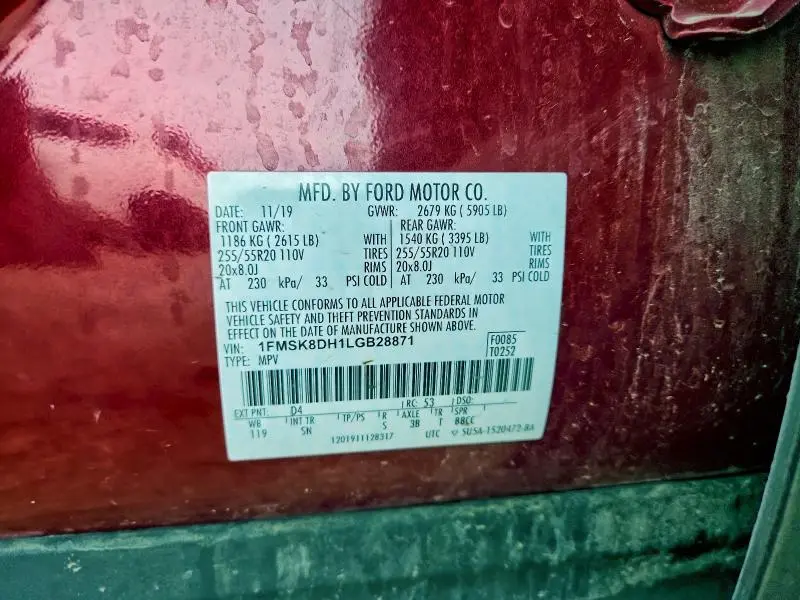 2020 FORD EXPLORER XLT  