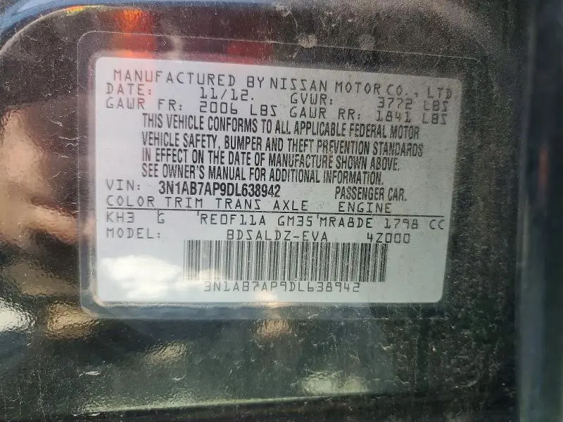2013 NISSAN SENTRA S  