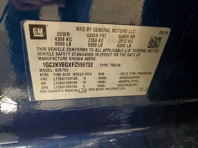 2015 CHEVROLET SILVERADO K2500 HEAVY DUTY LT  