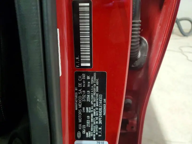 2020 KIA FORTE LXS  
