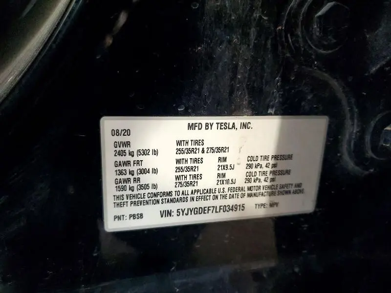 2020 TESLA MODEL Y   