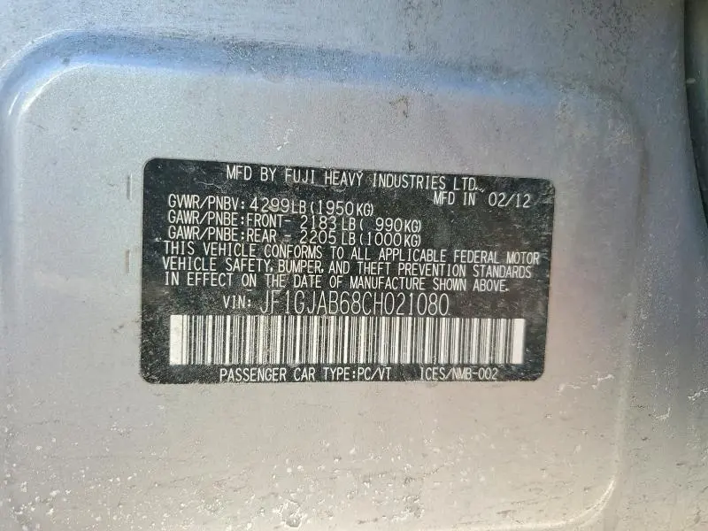 2012 SUBARU IMPREZA PREMIUM  