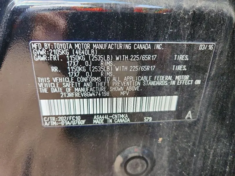 2016 TOYOTA RAV4 XLE  