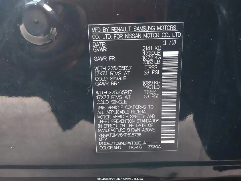 2019 NISSAN ROGUE S