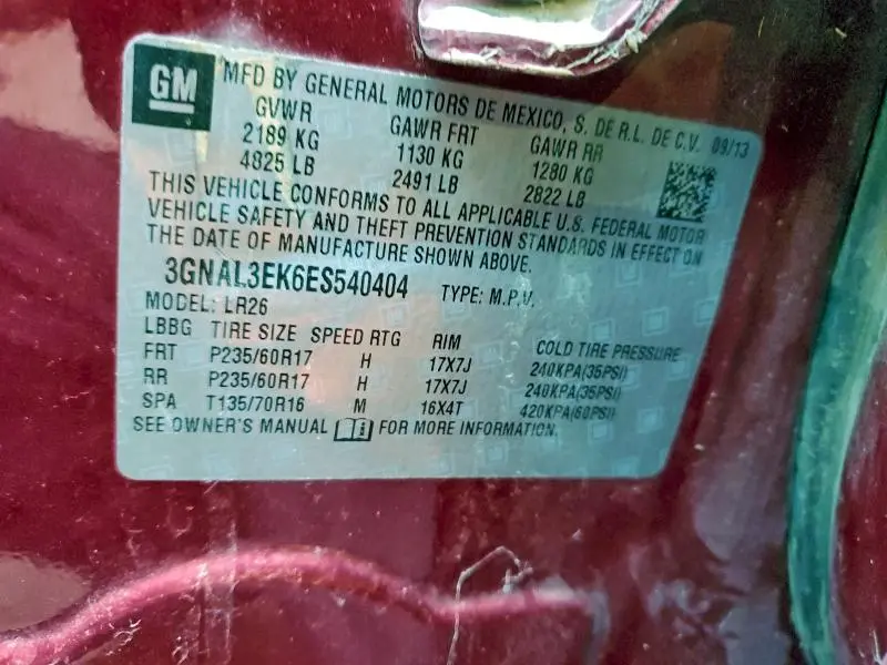 2014 CHEVROLET CAPTIVA LT  