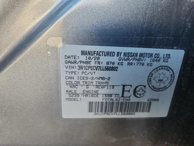 2020 NISSAN KICKS SV  