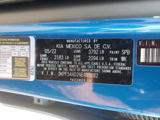 2022 KIA FORTE GT LINE  