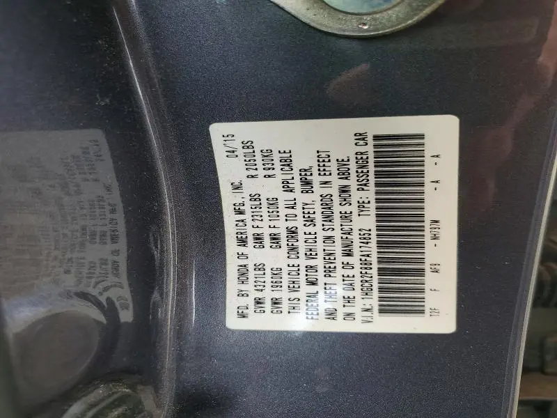 2015 HONDA ACCORD EXL  