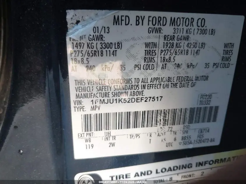 2013 FORD EXPEDITION LIMITED