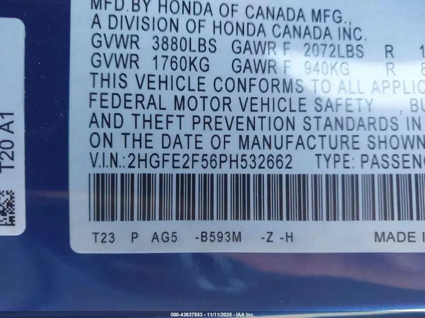 2023 HONDA CIVIC SPORT