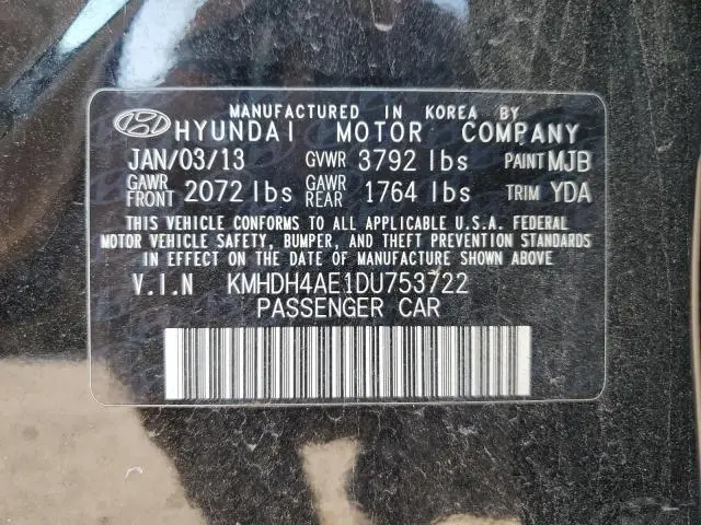 2013 HYUNDAI ELANTRA GLS  