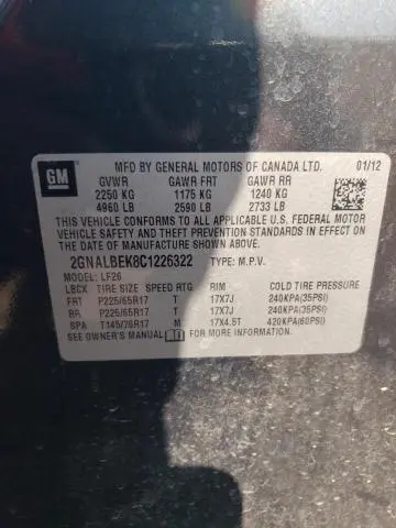 2012 CHEVROLET EQUINOX LS  