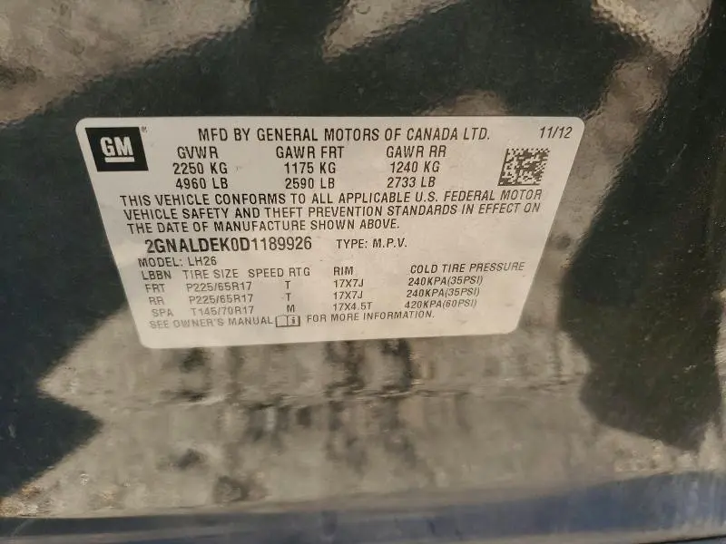 2013 CHEVROLET EQUINOX LT  