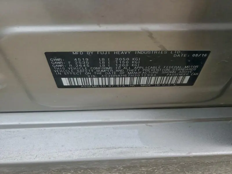 2017 SUBARU LEGACY 2.5I PREMIUM  