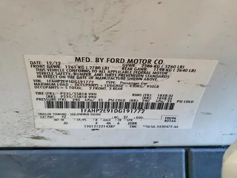 2013 FORD TAURUS SEL  