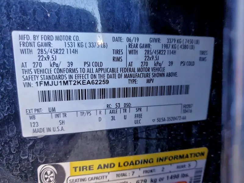 2019 FORD EXPEDITION PLATINUM  