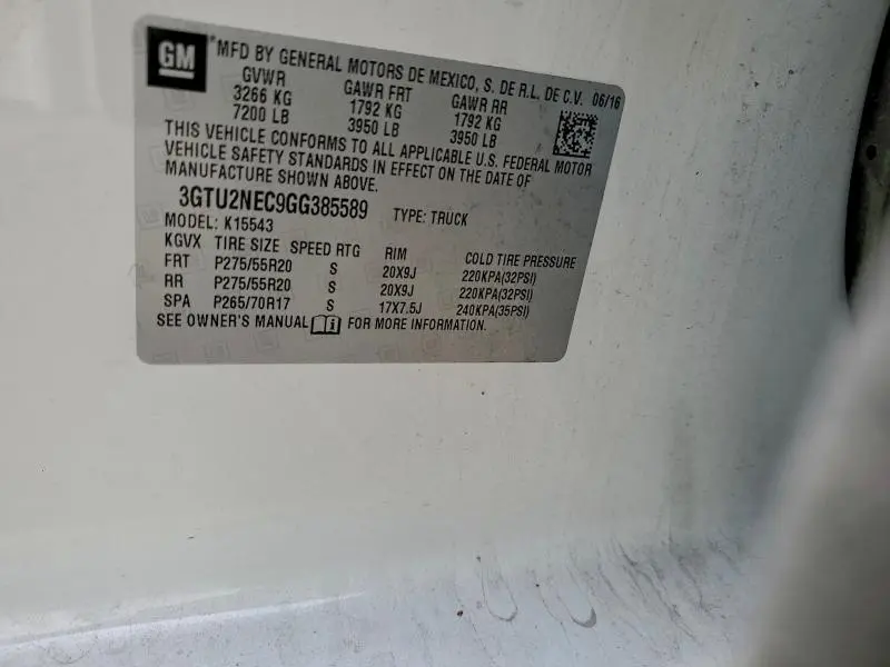 2016 GMC SIERRA K1500 SLT  