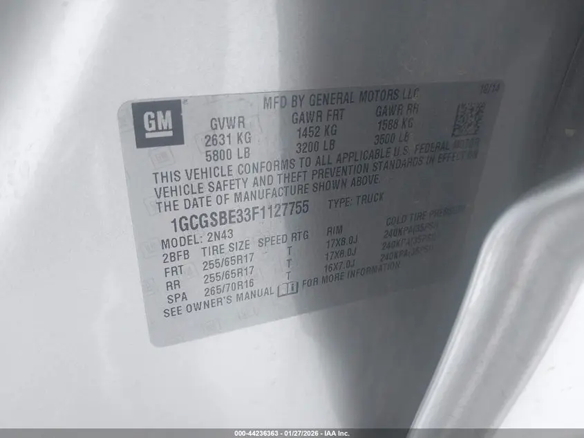 2015 CHEVROLET COLORADO LT