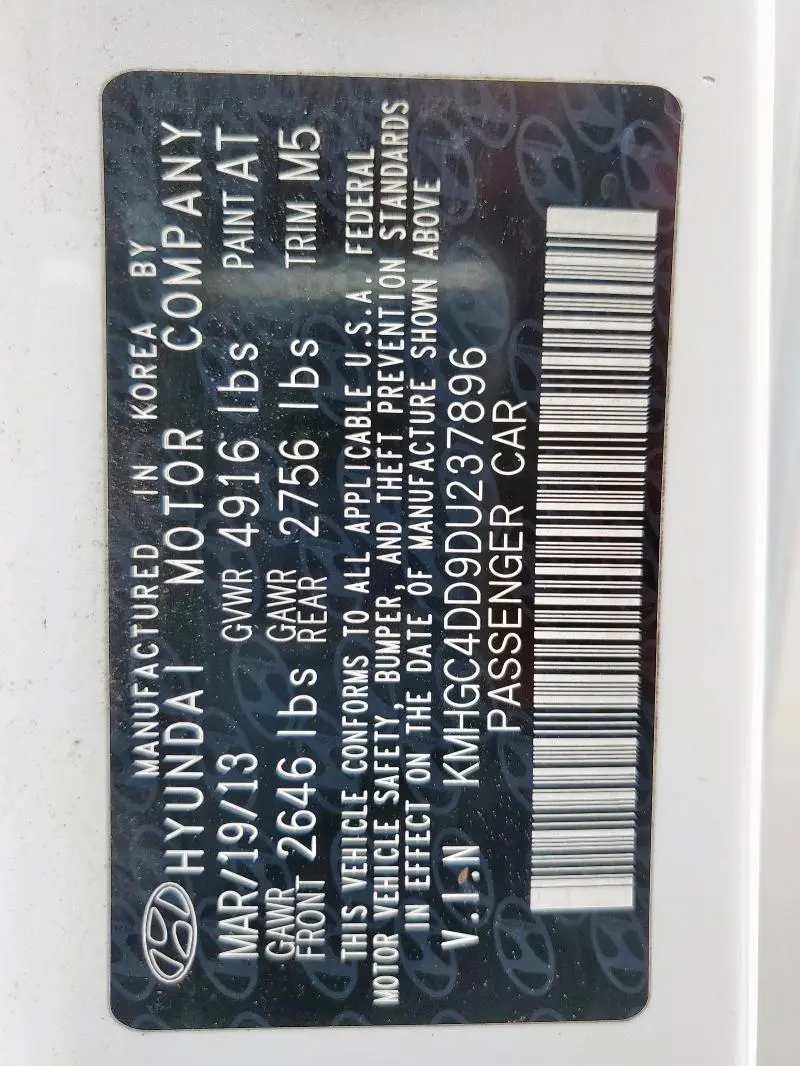 2013 HYUNDAI GENESIS 3.8L  