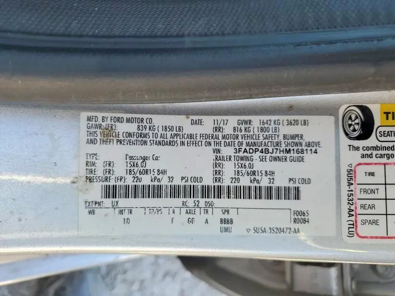 2017 FORD FIESTA SE  