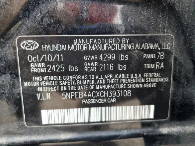 2012 HYUNDAI SONATA GLS