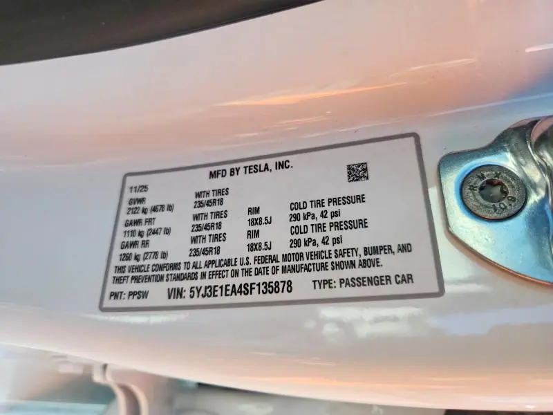 2025 TESLA MODEL 3   
