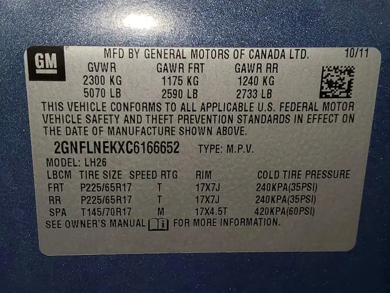 2012 CHEVROLET EQUINOX LT  