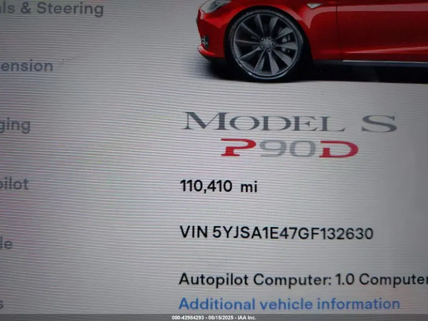 2016 TESLA MODEL S 90D/P100D/P85D/P90D