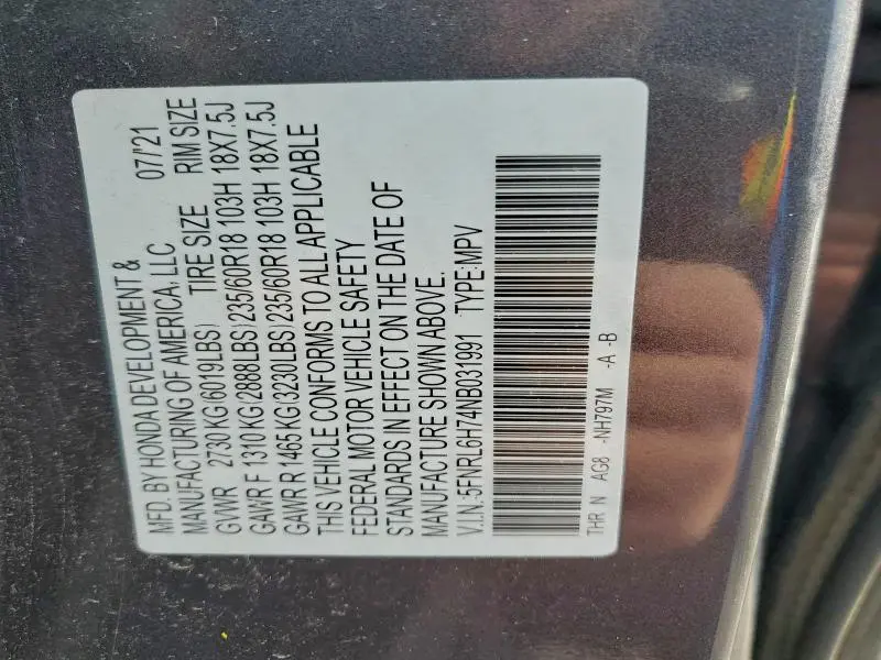 2022 HONDA ODYSSEY EXL  