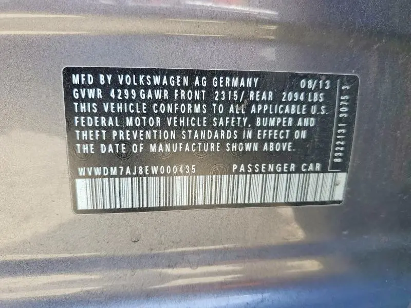 2014 VOLKSWAGEN GOLF   