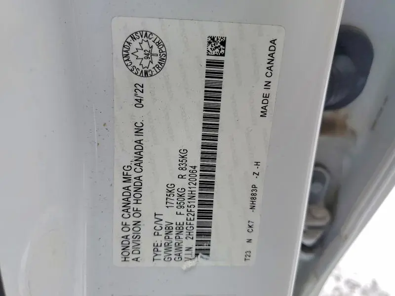 2022 HONDA CIVIC SPORT  