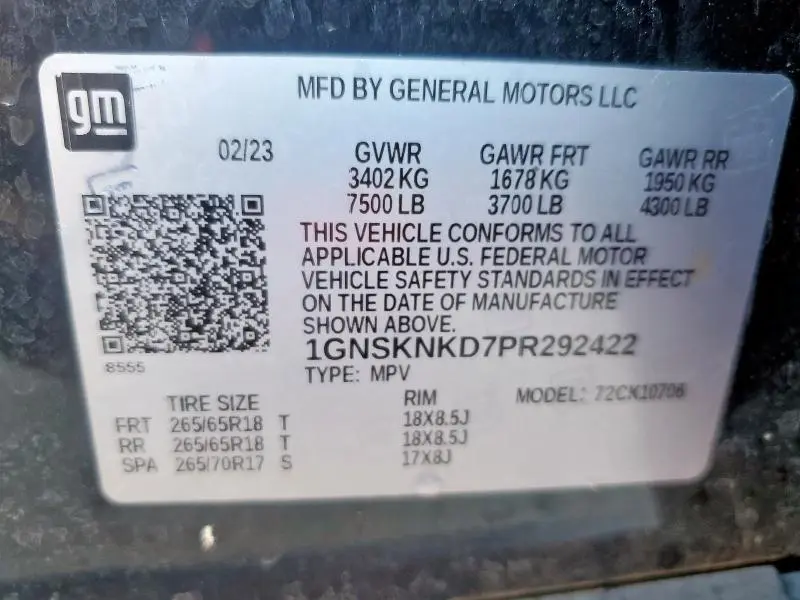 2023 CHEVROLET TAHOE K1500 LT  